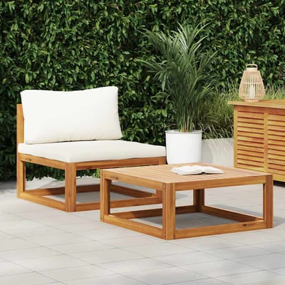 {{Combinatieset}}: 2-delige tuinbankenset met kussens massief acaciahout