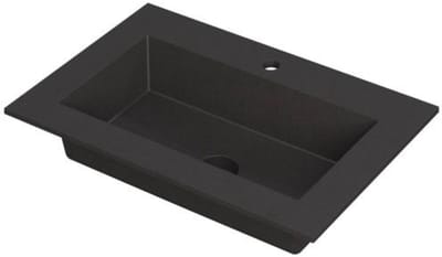 INK Kraft Wastafel Enkele Bak 1 Kraangat - 700x450x10 mm - Quartz Zwart