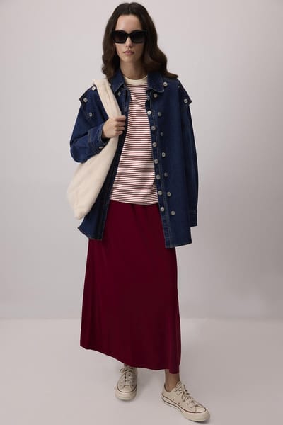 Touché Privé - Basisrok met elastische taille - Bordeaux - Dames