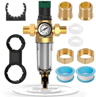 Dailygoods- Drukregelaar 3/4 inch - Drukregelaar Water - Terugspoelfilter - Manometer - Waterafscheider - Geschikt voor Huiswaterfilter - Waterdrukregelaar