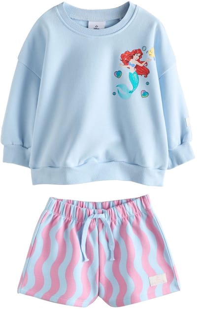 Next - Meisjes - Ariel set van sweatshirt & short - Blauw