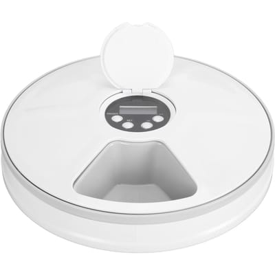 Distributeur Automatique pour Animaux de Compagnie Intelligent Facile à Utiliser Rond Chien Chat Minuté Distributeur de Nourriture Sèche avec Contrôle des Portions L gray