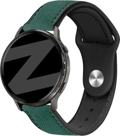 Bandz Leren 'Hybrid' bandje geschikt voor Garmin Vivoactive 6 / 5 / 3 / Vivomove / 3 / HR / Style / Luxe / Sport / Trend / Forerunner 645 / 570 / 245 / 170 / 165 / 70 / 55 / Venu / SQ / SQ2 / 2 Plus / Approach S12 / S40 / S42 / S44 / S50 - Groen