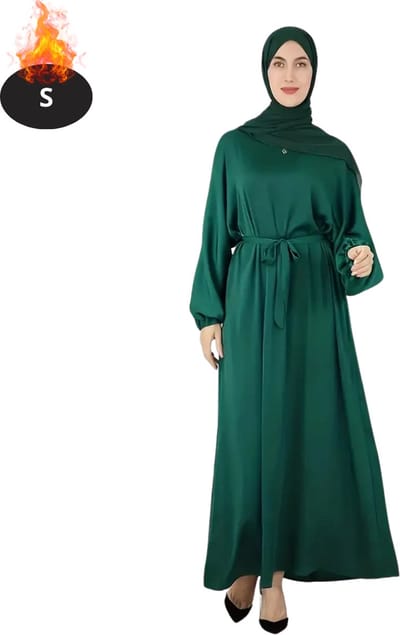 Bovista Islamitische Kleding - Djellaba Dames - Moslim Kleding - Arabisch Dames Kaftan - Alhamdulillah - Donkergroen S