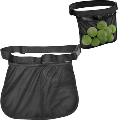 Draagbare tennisheuptas van mesh - lichtgewicht, ademend en gemakkelijk mee te nemen - opbergtas voor golfballen - opbergtas voor tafeltennisballen - 1*16*23 cm - voor buitentraining, sport en reizen - zwart