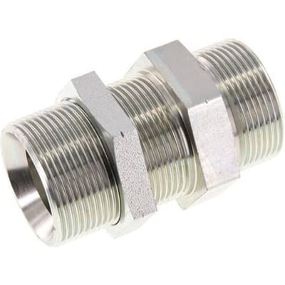 G 1 1/2'' Verzinkt Stalen Schotdoorvoer Borstnippel 190 Bar - Hydrauliek - FL2S-M-EZ-112G-BI