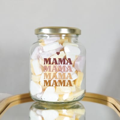 Glazen Snoeppot Mama's Snoeppot - 370ml - Gevuld - Cadeau Moeder - Glas - Moederdag - Moederdag Cadeautje - Moederdag Cadeau voor Mama