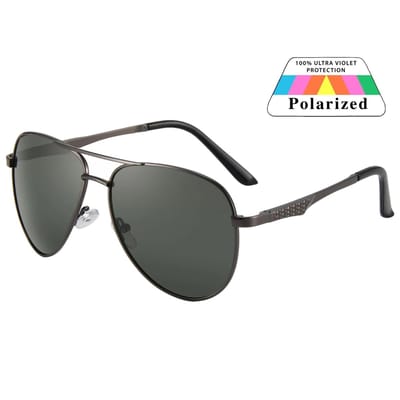 Fako Sunglasses® - Pilotenbril - Piloot Zonnebril - Polariserend - Polarized Zonnebril - Heren Zonnebril - Dames Zonnebril - Model Jamy - Zwart - Donkergroen