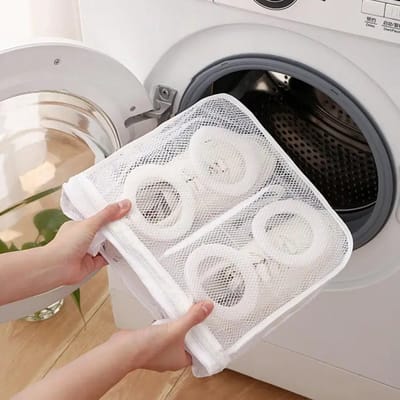 Waszak - Schoenenzak - Waszak voor schoenen - Wasnet - Wasmachine net - Wasnet Met Rits - Was tassen - Wit - LOUZIR