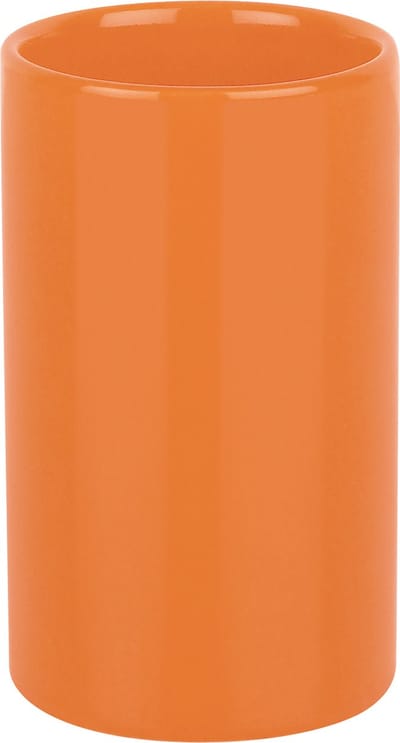 Spirella Tandenborstelhouder Keramiek Oranje – Tumbler Badkamer Beker voor Tandenborstel en Tandpasta – 7 x 11,5 cm