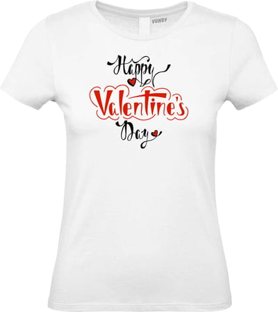 Dames t-shirt Happy Valentines Day | Valentijn cadeautje voor haar | Valentijn | Valentijnsdag voor vrouwen | Wit Dames | maat XS