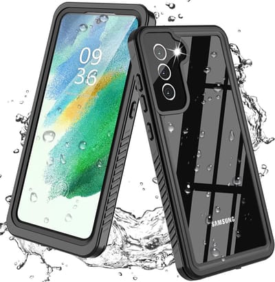 SBG Outdoor Case Waterdicht Transparant Hoesje geschikt voor Samsung Galaxy S21 FE | Shockproof | Onderwater tot twee meter | Antislip greep | IP68-gecertificeerd | Doorzichtig / Zwart