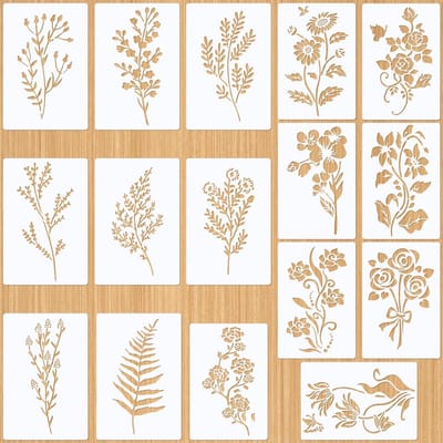 Dailygoods- Sjablonen 18 Stuks - Herbruikbare Schildersjablonen - Sjablonen voor Textiel - Sjablonen voor Muur - Sjablonen met Bloemen - PET-Materiaal - Schildersjabloon