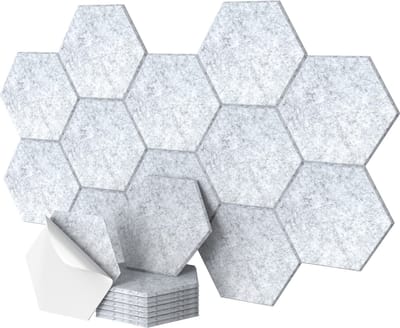 Akoestische wandpanelen - 18 stuks - zelfklevend - 30x26 cm - grijs