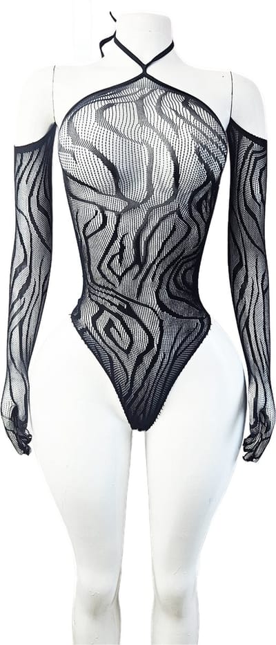 BamBella ® - Panty pak -Onesize - body suite set - Dames - Onesize - Erotische jumpsuit van kant erotische lingerie zwart