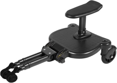 Kinderstep voor Kinderwagen - Meerijdplankje Zitje - Comfortabel Reizen - Universele Flexibele Verstelling - Tot 25kg - Zwart