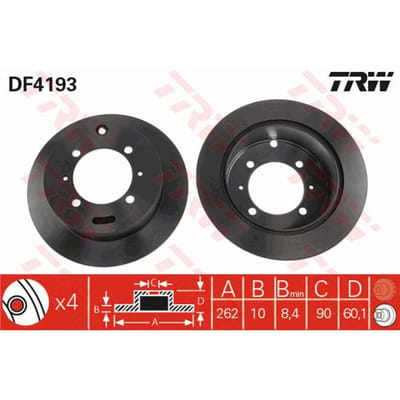Remschijf TRW DF4193 achter, volledig, 1 Stuk