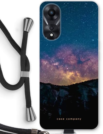 Case Company® - Hoesje met koord geschikt voor Oppo A78 5G hoesje met Koord - Travel to space - Telefoonhoesje met Zwart Koord - Bescherming aan alle Kanten en Over de Schermrand