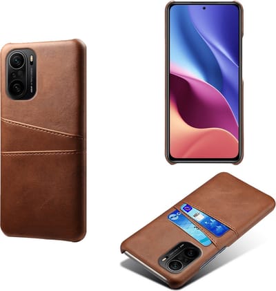 Backcover met Opbergvakjes + PMMA Screenprotector voor Xiaomi Poco F3 / Mi 11i _ Donkerbruin