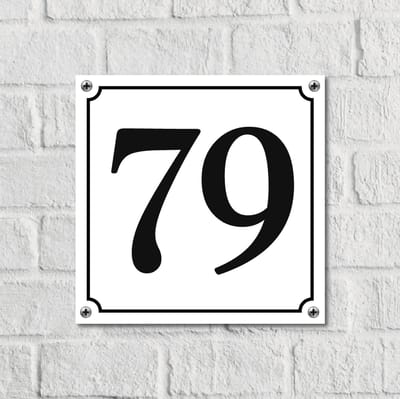 Huisnummerbord Wit Dibond Deluxe - Nummer 79 - incl. bevestiging | - naambord - nummerbord - voordeur