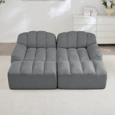 MODFU Modulaire Hoekbank - Ergonomisch En Antislip - Framevrij - Voor Woonkamer - Fleece Met Korrelstructuur - Grijs