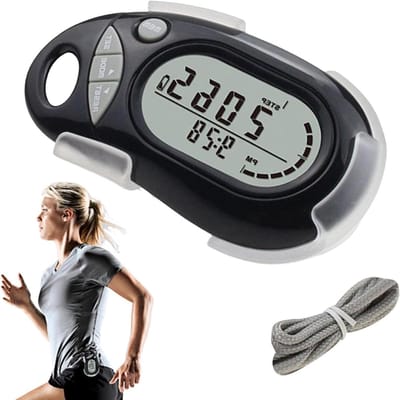 Stappenteller Clip - Kilometerteller Wandelen - Activiteit Registreren - Groot Digitaal Display - 7.4x4.4x2.7 cm - Zwart