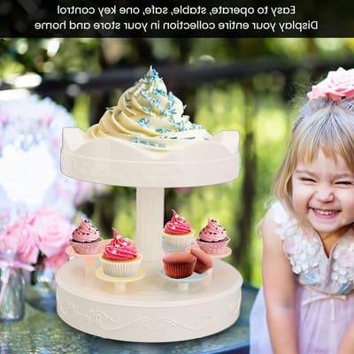 Dubbele Laags Cupcake Stand met 360° Rotatie, 6 Lades en Eenvoudige Bediening voor Feesten en Decoratie