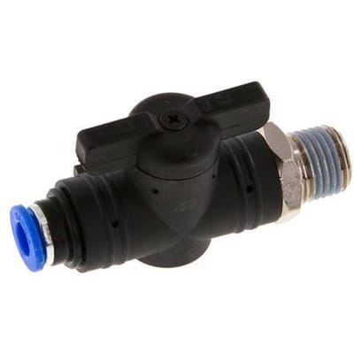 6 mm - R1/4'' Kunststof/Messing rechte 2-Weg Kogelkraan
