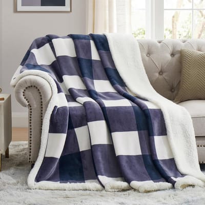 Luxe Sherpa Fleece Deken Geruit Zacht en Warm Fleece Kleed (152 x 203 cm)