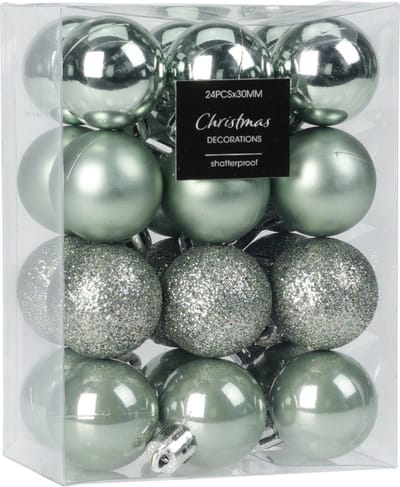 Christmas Decoration Kerstballen - 16x - 5 cm - kunststof - mintgroen
