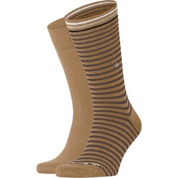 Burlington Everyday Stripe- Mixed 2-Pack gedessineerd katoen multipack sokken heren beige - maat 40-46