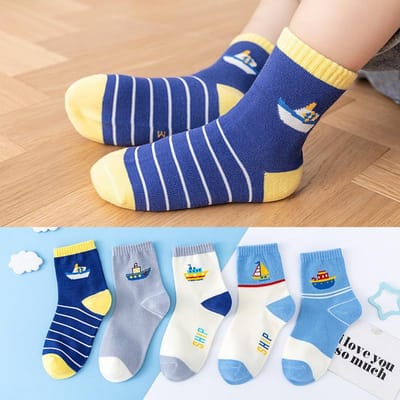 5 Paren Babysokken Kinderen Cartoon Lente Herfst Dier Kinder Sokken Meisjes Schattig Jongen Peuter Sokken 1-12 Jaar 9-12T (19-23cm) blue