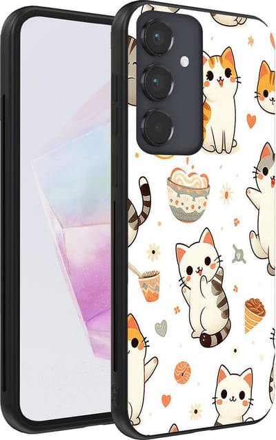 Smartphonica Telefoonhoesje geschikt voor Samsung Galaxy A35 met katten opdruk - TPU backcover case cat design geschikt voor Samsung Galaxy A35