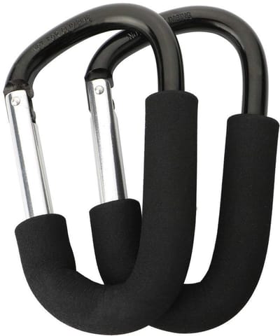 Dailygoods- Haken voor Kinderwagen - Grote Karabijnhaak - Mummie Clip - Multifunctionele Clip - Aluminium - Comfortabele Schuimgreep - Kinderwagenaccessoires