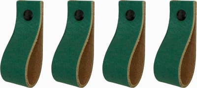 Handles and more - 4x Leren handgrepen - lusjes - Zee Groen - S (15,8cm) - incl. 3 kleuren schroefjes (handgreepjes - leren greepjes - leren lusjes)