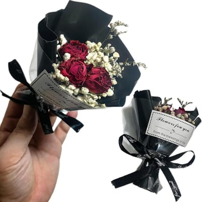 Solidchoice - Mini Droogbloemen Boeket met 2 Stelen voor Decoratie
