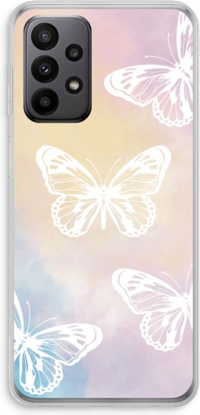 Case Company® - Hoesje geschikt voor Samsung Galaxy A23 hoesje - White butterfly - Soft Cover Telefoonhoesje - Bescherming aan alle Kanten en Schermrand