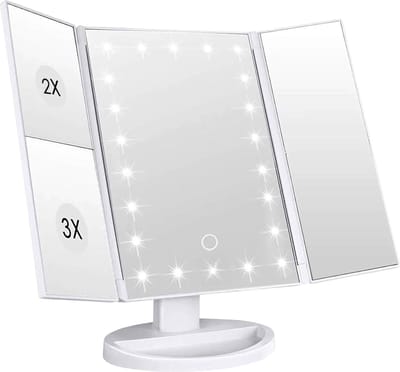Intirilife Make-up spiegel met LED - Verlichte make-up spiegel Make-up tafel spiegel Inklapbaar wit