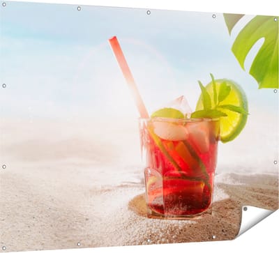 Gards Tuinposter Cocktail Mix Drankje op het Strand - 160x120 cm - Tuindoek - Tuindecoratie - Wanddecoratie buiten - Tuinschilderij