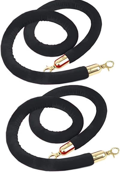 Afzetpaal Touw - Gouden Haken - Crowd Control - Gevlochten Hennep - 2 Meter - Zwart