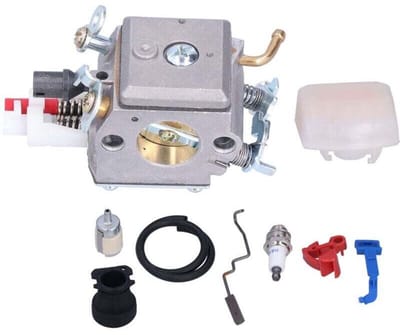 9-delige carburateur-, inlaatspruitstuk- en brandstoffilterset 503869601, geschikt geschikt voor Husqvarna 350, 346XP, 353, 340 en 345 modellen.