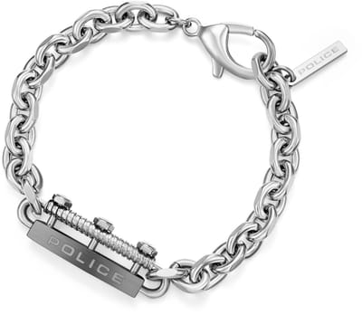 Politie heren armband metaal One Size Grijs 32022833