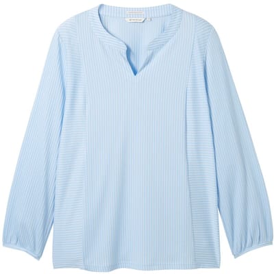 Tom Tailor - Plus Size - Blouse met streepmotief - Maat 46 - blue white thin stripe