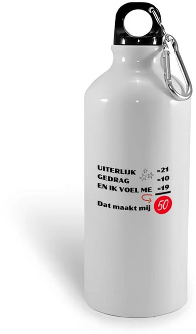 Hacebo® - 50 jaar Sarah en Abraham cadeau - waterfles - Hoera 50 jaar - 50 jaar cadeau - Jubileum man en vrouw - met opdruk - Grappige tekst - Jarig - Verjaardag - water fles - 400ML