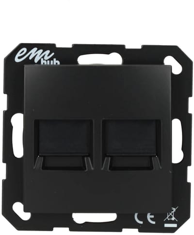 EMhub centraalplaat 2-voudig met Modular Jack - Lumo55 mat zwart (4090069)