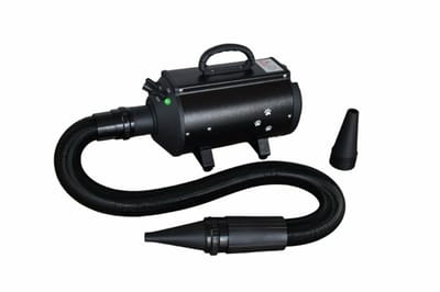 Waterblazer Double Blaster met Geluidsdemper - Stille Waterblazer - 2200 Watt - Zwart - Hondenföhn Trimsalon - Voor Hond & Puppy - 2 Standen - Met warmte element - 3 standen - Traploos Regelbare Motor - Met 2 spuitmonden