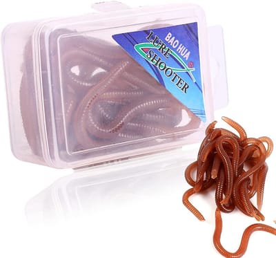 Dailygoody - Earthworm Red Worms - Soft Fishing Lure Baits - Pack van 2 - Power Honey Worms - Perfect voor hengelaars - Lifelike zwembewegingen