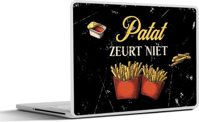 Laptop sticker - 15.6 inch - Patat - Quote - Vintage - 36x27,5cm - Laptopstickers - Laptop skin - Cover - Cadeau voor vrouw - Cadeau voor man