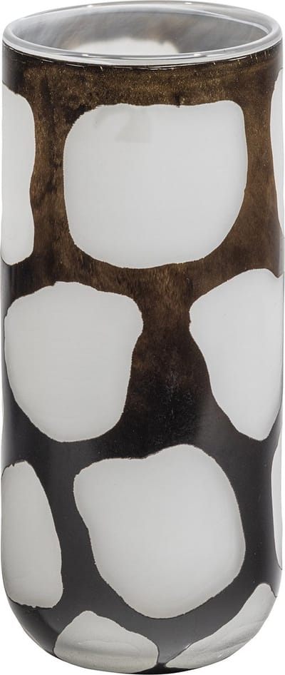 WOOOD Blair Handgemaakte Vaas- Glas - Zwart/ Wit - 28x12x12