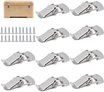 10Pcs RVS Turnlock Lever Lock met 20Pcs Schroeven - Kleine Snap Lock - Metalen Cap Lock - RVS Box Lock voor Koffer, Gereedschapskist, Tray, Kast, Kist (Zilver)